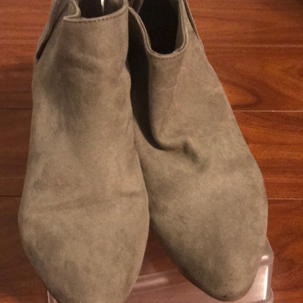 Tan wedge booties